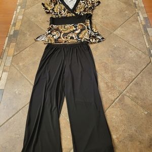 70s style wrap shirt and wide leg pants Size 16w